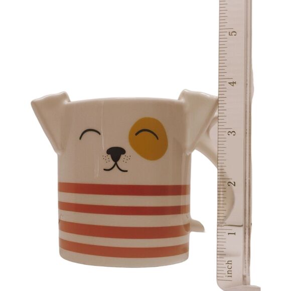 Target Coffee Tea Mug Pup 3D Ears Ceramic 16 Oz Parker Lane Dog Red Strippes Cup - Picture 4 of 8